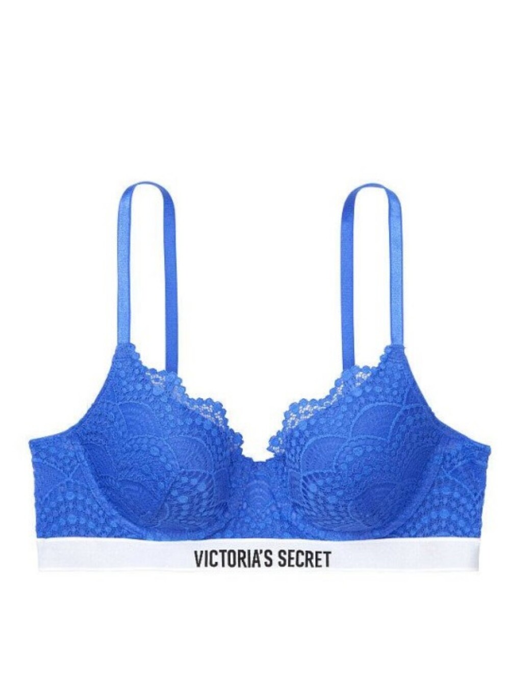 Victoria's Secret Blue Lace Lightly Lined Underwire Logo Bra
